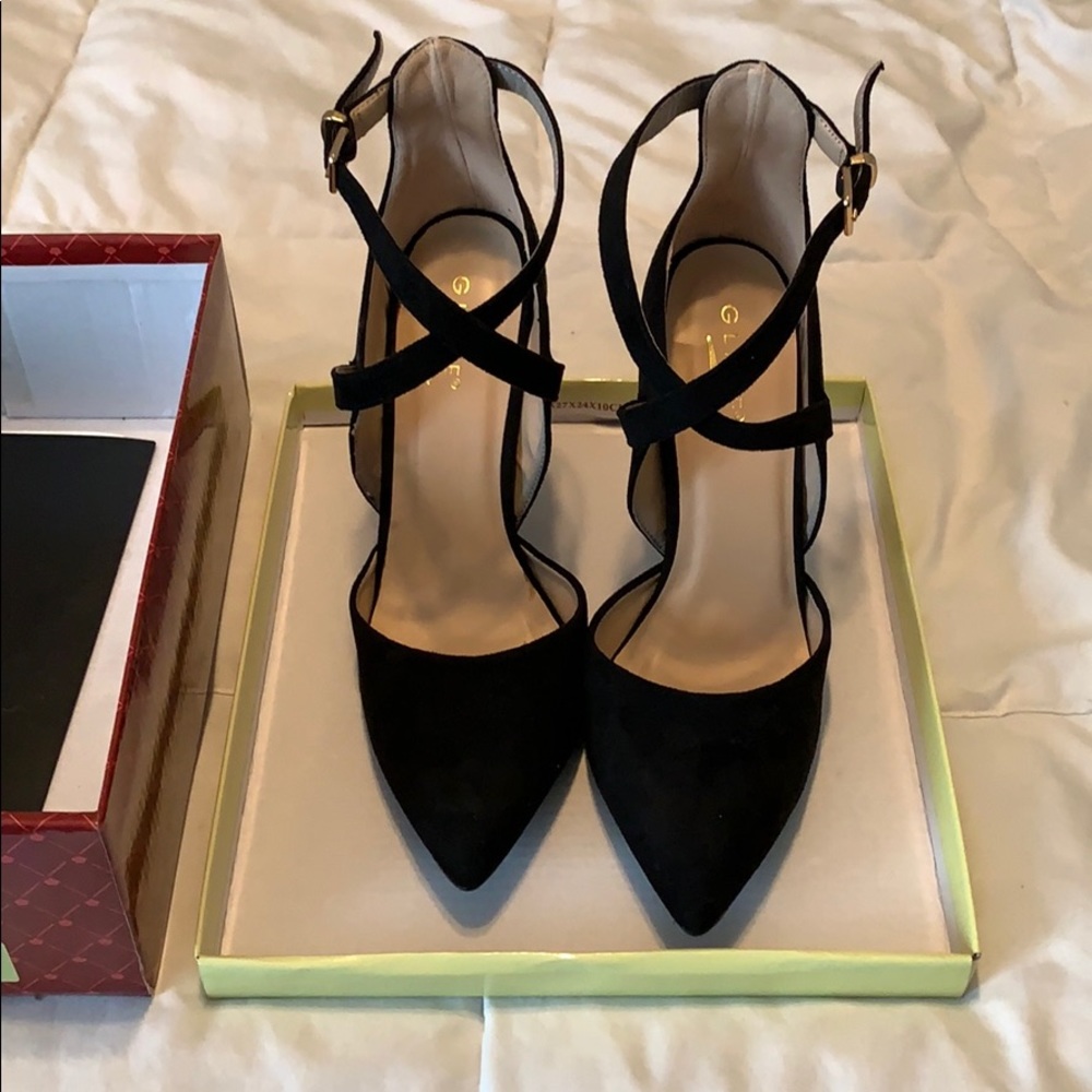 Black suede heels